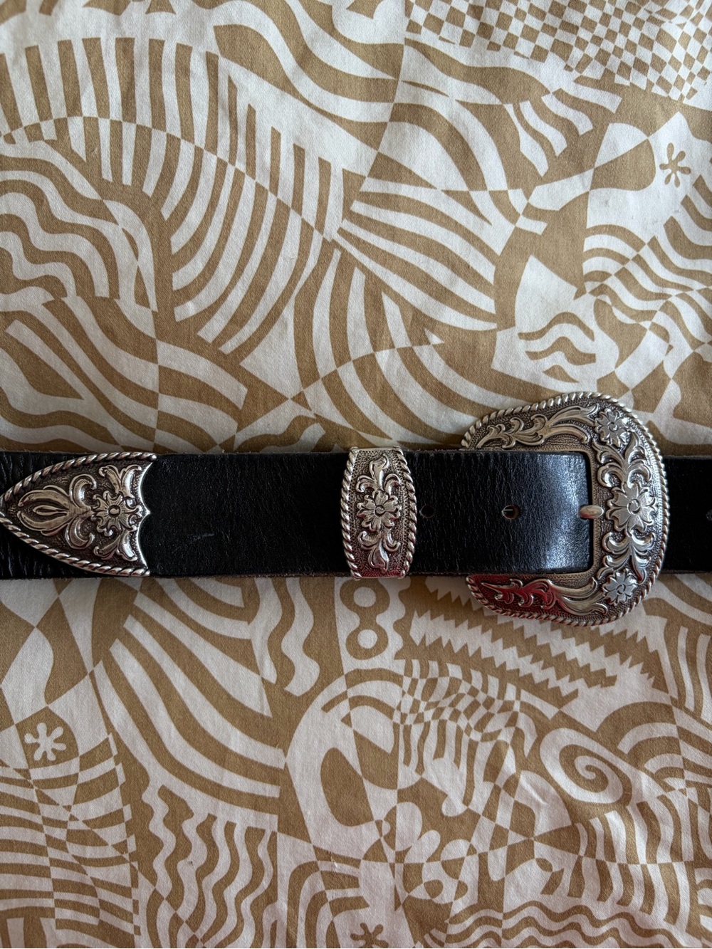 Vintage Western Silver Buckle Belt